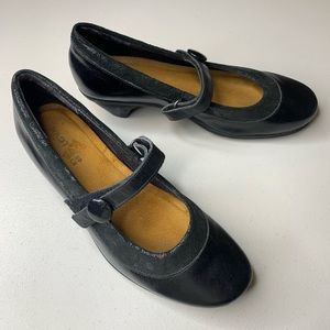 NAOT Black Leather Mary Jane Slip On loafers